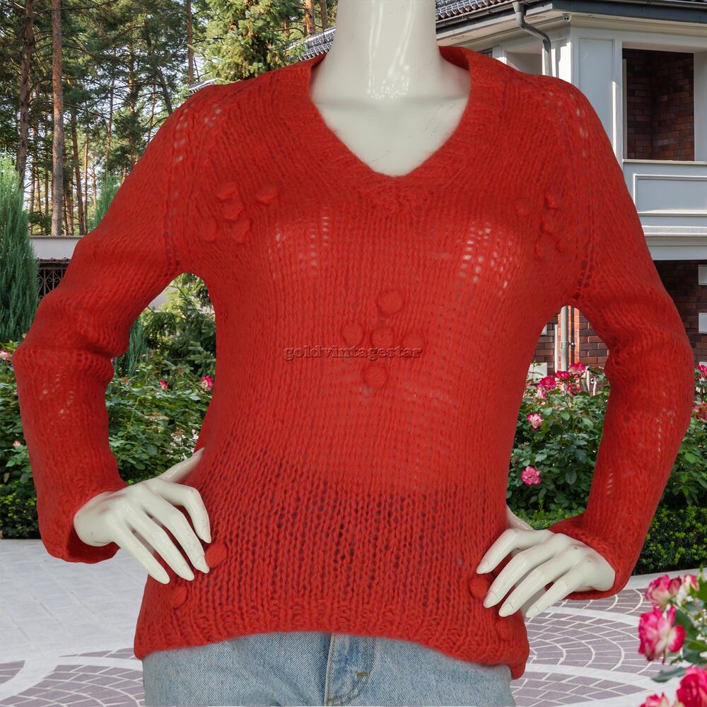 60s Vintage Bobbie Brooks 3D Hand Knit Italy Pink Sweater M
